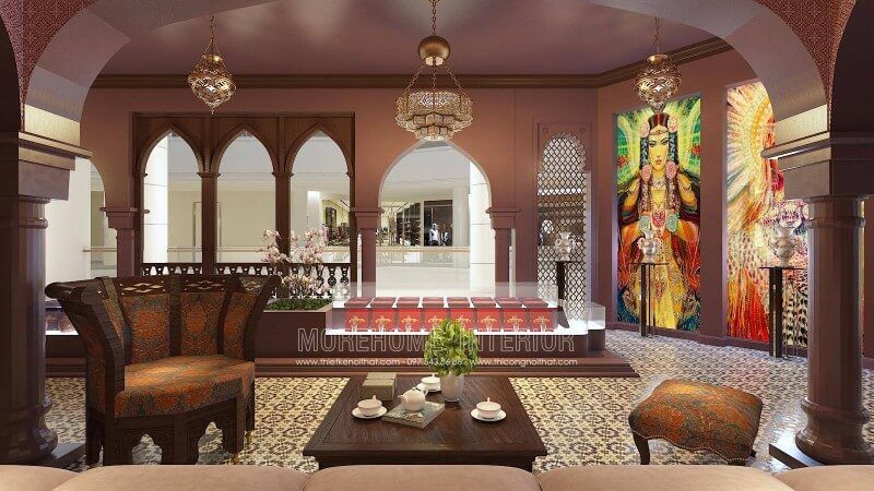 Showroom Saffron cung cấp dịch vụ chăm sóc sắc đẹp được thiết kế với nội thất và trang trí theo phong cách Ấn độ.